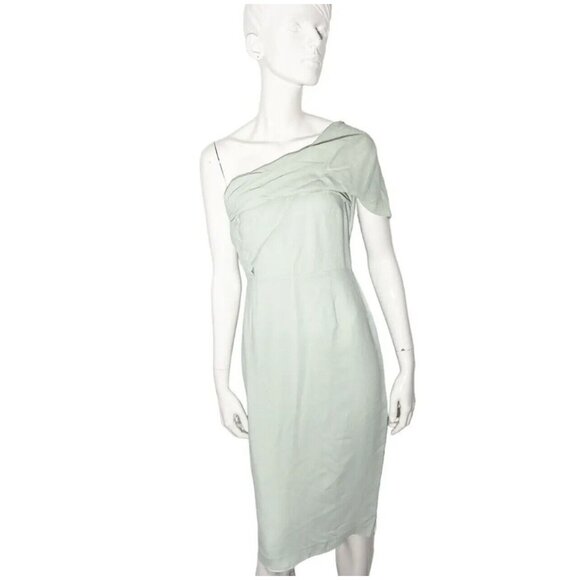 NWOT REISS RIana One Shoulder Dress Mint Green Pastel Size 8 - Picture 4 of 7